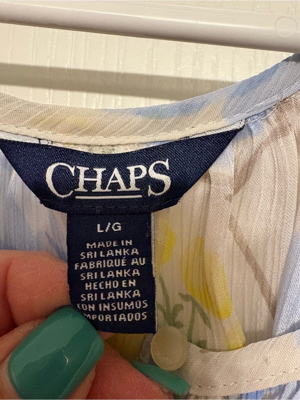 Chaps Light Blue Floral Ruffled Sleeve Blouse - Picture 5 of 10